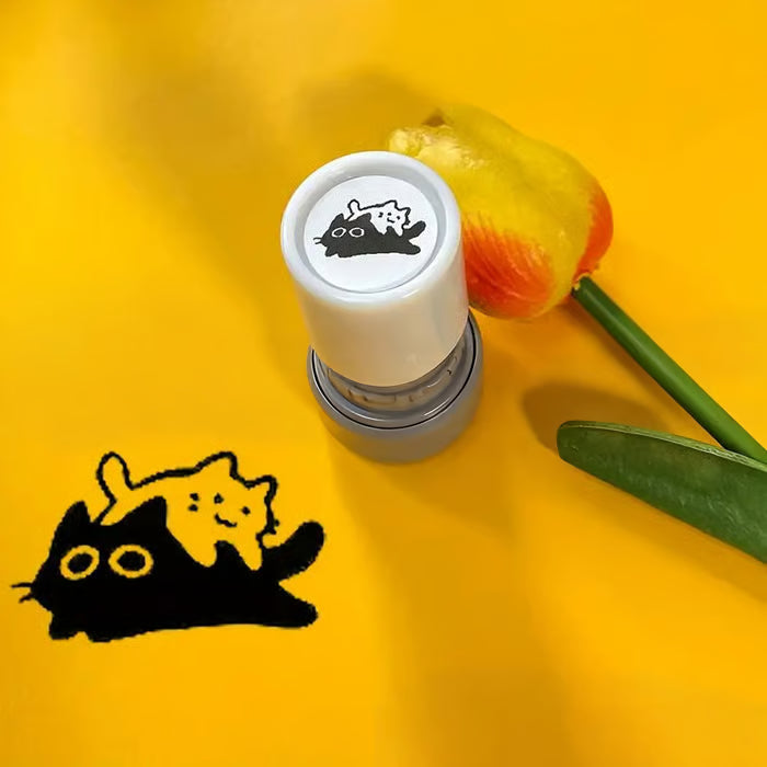 Cat Pattern Stamp, 5 Counts/set Round Self-inking Stamp